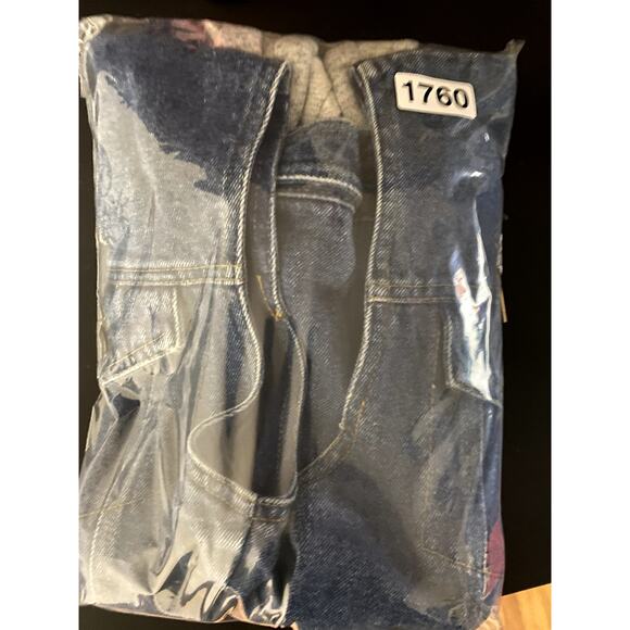 Jordache Hooded Denim Vest Womens L Blue Jean Button Up Pockets Y2K Street Biker - Picture 12 of 12